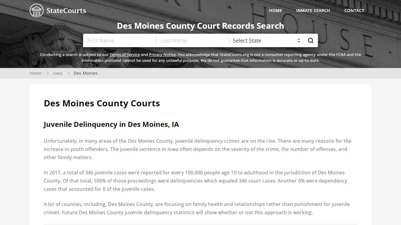 Des Moines County, IA Courts - Records & Cases - StateCourts