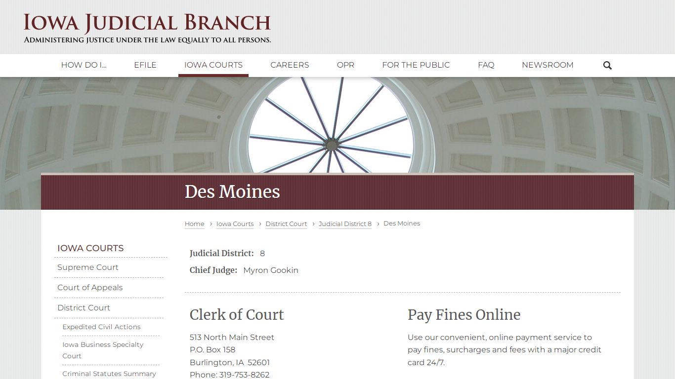 Des Moines | Judicial District 8 | Iowa Judicial Branch